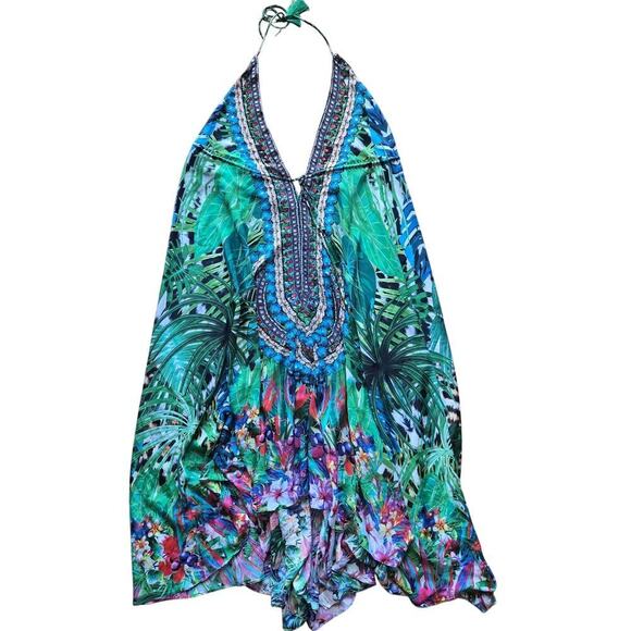 Dia Collection Embellished Tropical Halter Dress  XS/S Boho Handkerchief Fairy - Picture 6 of 10